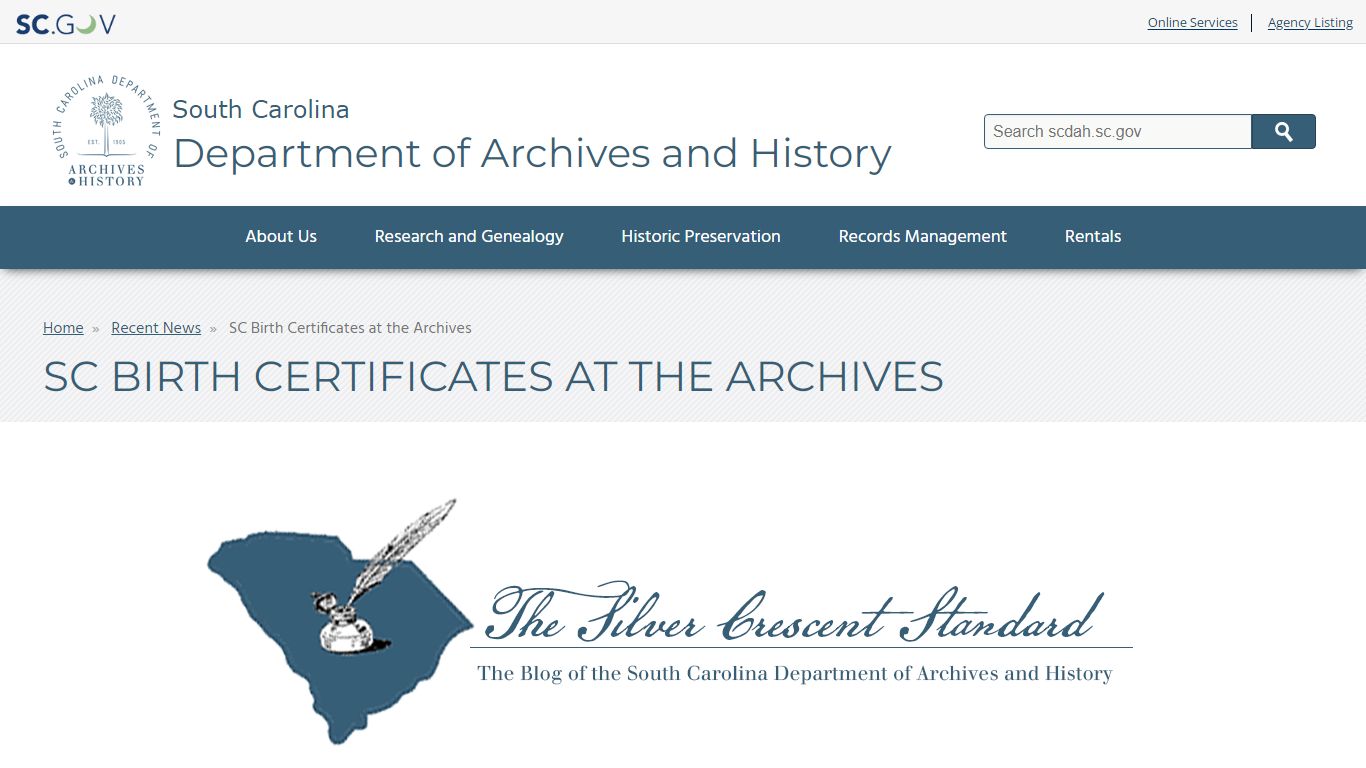 SC Birth Certificates at the Archives - South Carolina